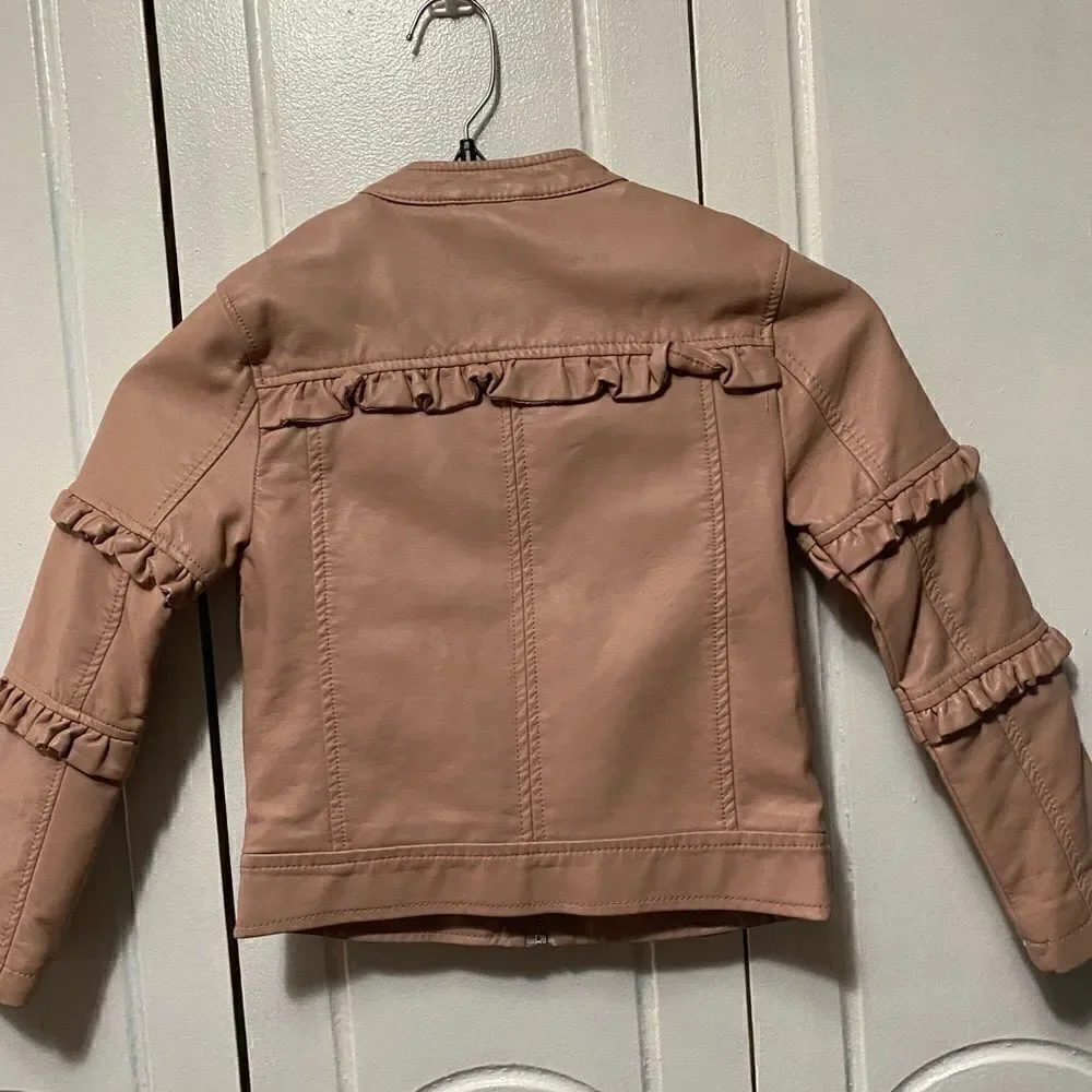 Urban Republic Girls Collection Faux Leather Moto Jacket Rose size S/5
